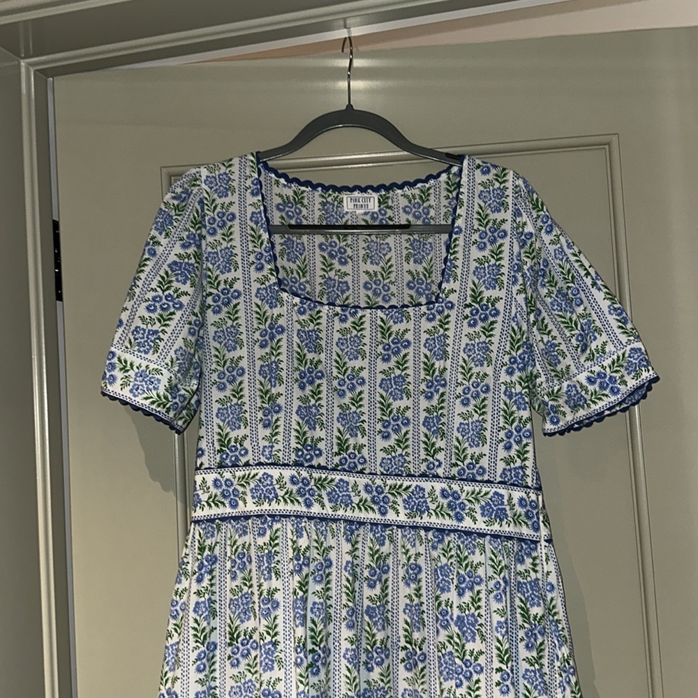 Pink City Prints Cotswolds Border Evelyn Dress, Size XL - Picture 2 of 6
